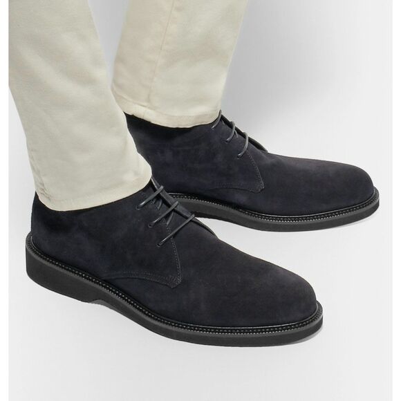 Ermenegildo Zegna Made in Italy Men's Suede Chukka Boots Black Size 11 US 10 EU - Picture 1 of 8
